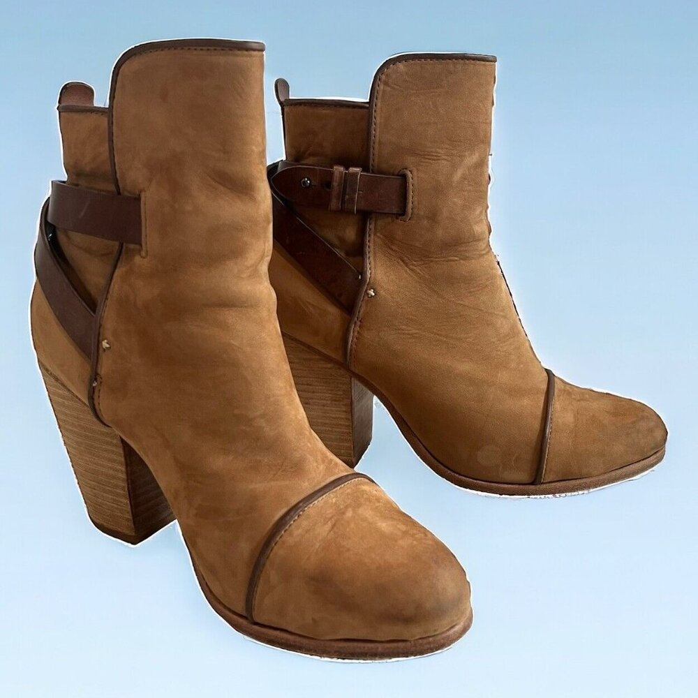 Rag & Bone Kinsey Leather Suede Stacked Heel Ankle Boots